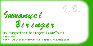 immanuel biringer business card